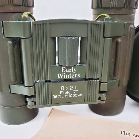 Early Winters Armored Binoculars VTG 8x21 Field 7º Made Japan Zip Bag Paperwork - Picture 3 of 16